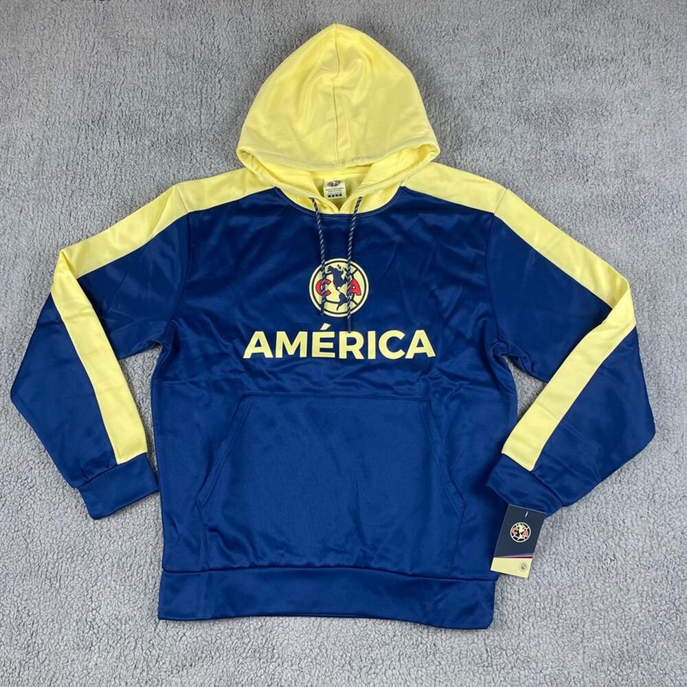 Icon Sports Men's Small Blue Yellow Official Club America Soccer Hoodie